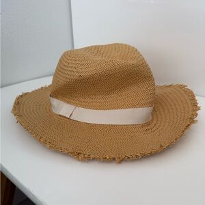 NWOT Hat Attack Tan Straw Hat with Cream Trim